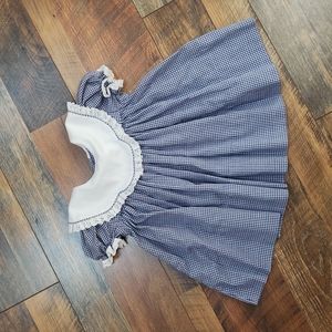 Vintage C.I. Castro Blue and White Gingham Dress with Large Collar, Size 24M